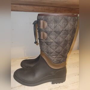 Kamik Black and Brown Quilted Winter Boots